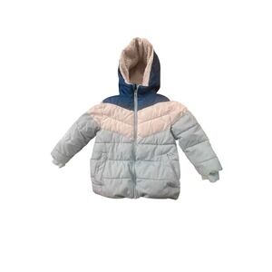 Swiss Tech Puffer Baby Blue White Puffer Jacket with Hood Size 4T
